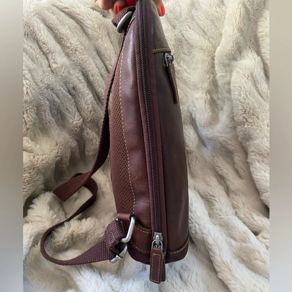 Jack Georges Brown Leather Convertible Backpack Crossbody Bag